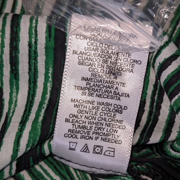 Derek Lam NWOT woodgrain stripe  shirt dress/coverup Large green black white - Picture 16 of 17